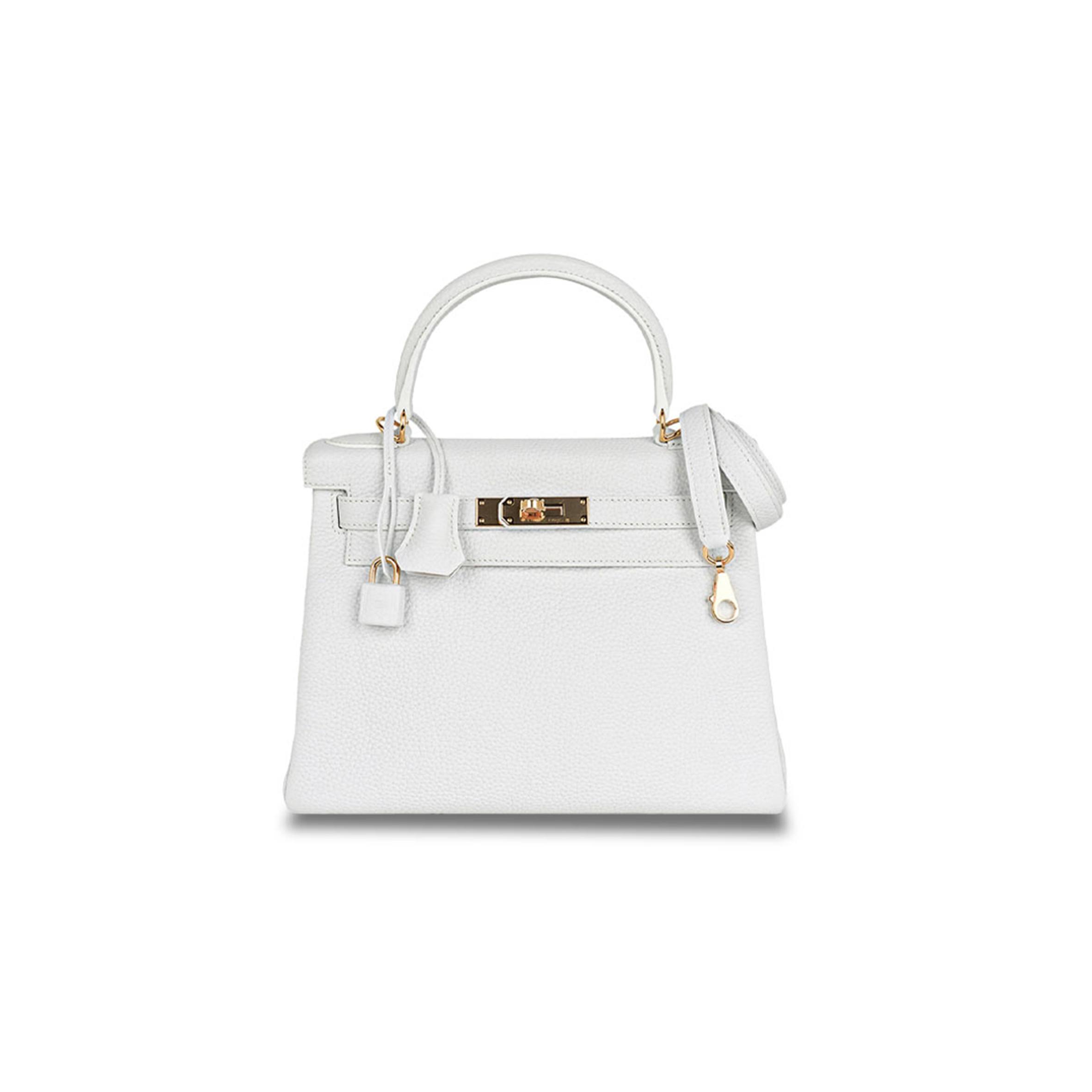 HERMÈS KELLY 28 WHITE BAG GOLD HARDWARE LEATHER (28*22*10cm) 